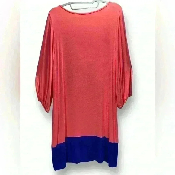 Hourglass Lilly Women Coral and Blue Color Block Casual Dress M - Picture 4 of 4